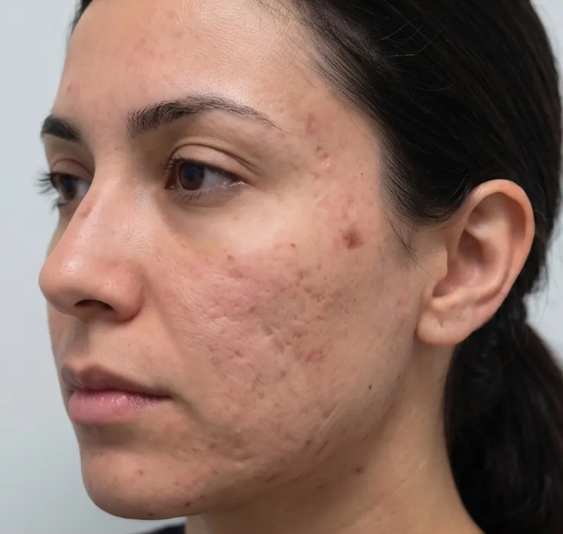 Before — TWIST microneedling — full face before and after 3 sessions